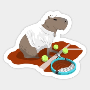 Capybara Tennis - White Sticker